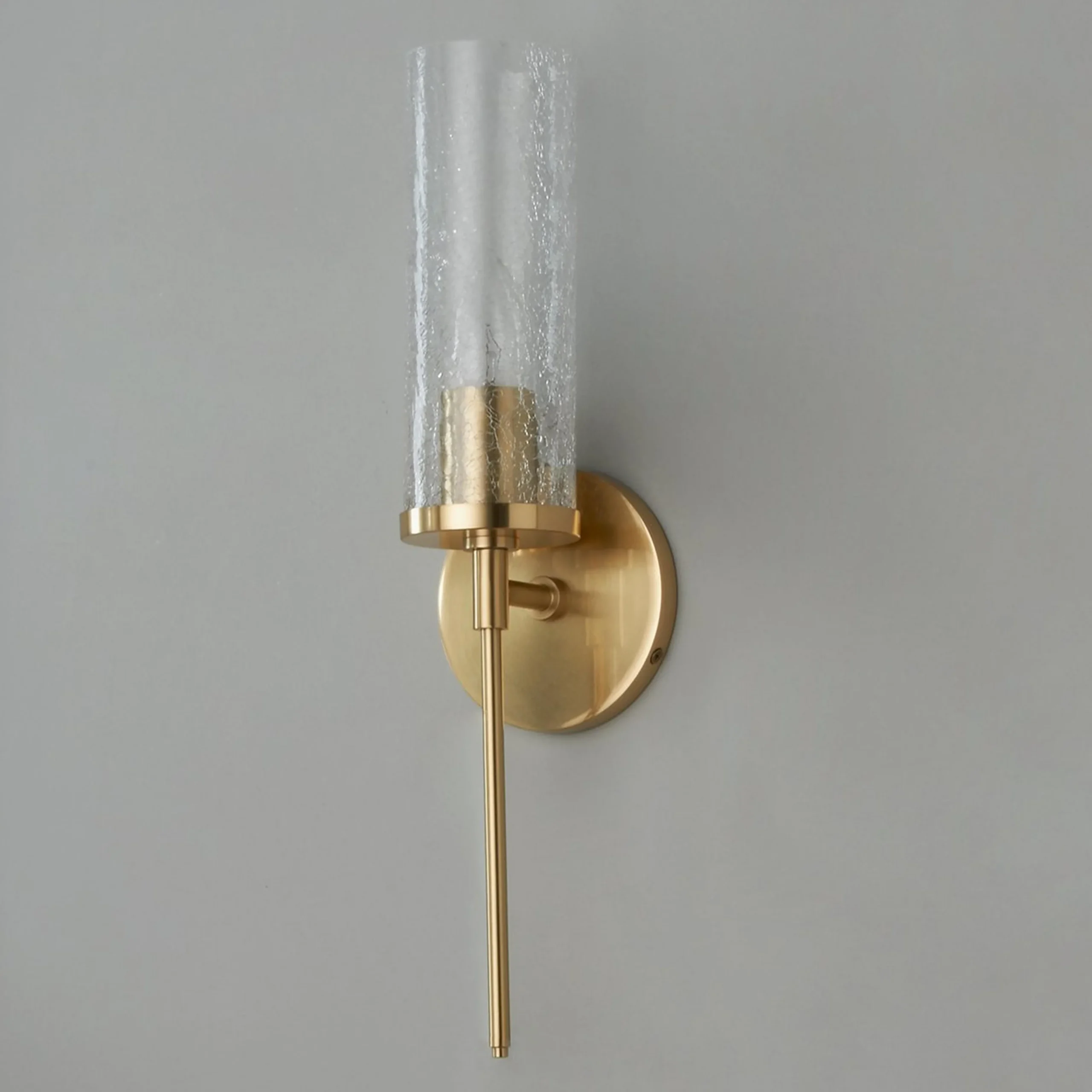 Pencil Arm and Crackle Glass Sconce