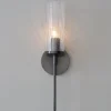 Pencil Arm and Crackle Glass Sconce