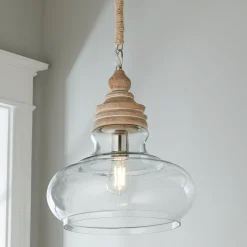 Pickled Wood and Clear Glass Pendant - Barbour Glass