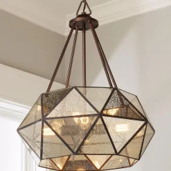 Prism Framed Mercury Glass Chandelier - 4 Light