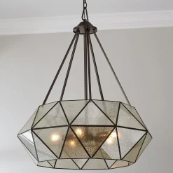 Prism Framed Mercury Glass Chandelier - 5 Light