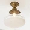 Retro Frosted Glass Semi-Flush Ceiling Light