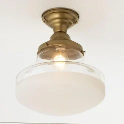 Retro Frosted Glass Semi-Flush Ceiling Light