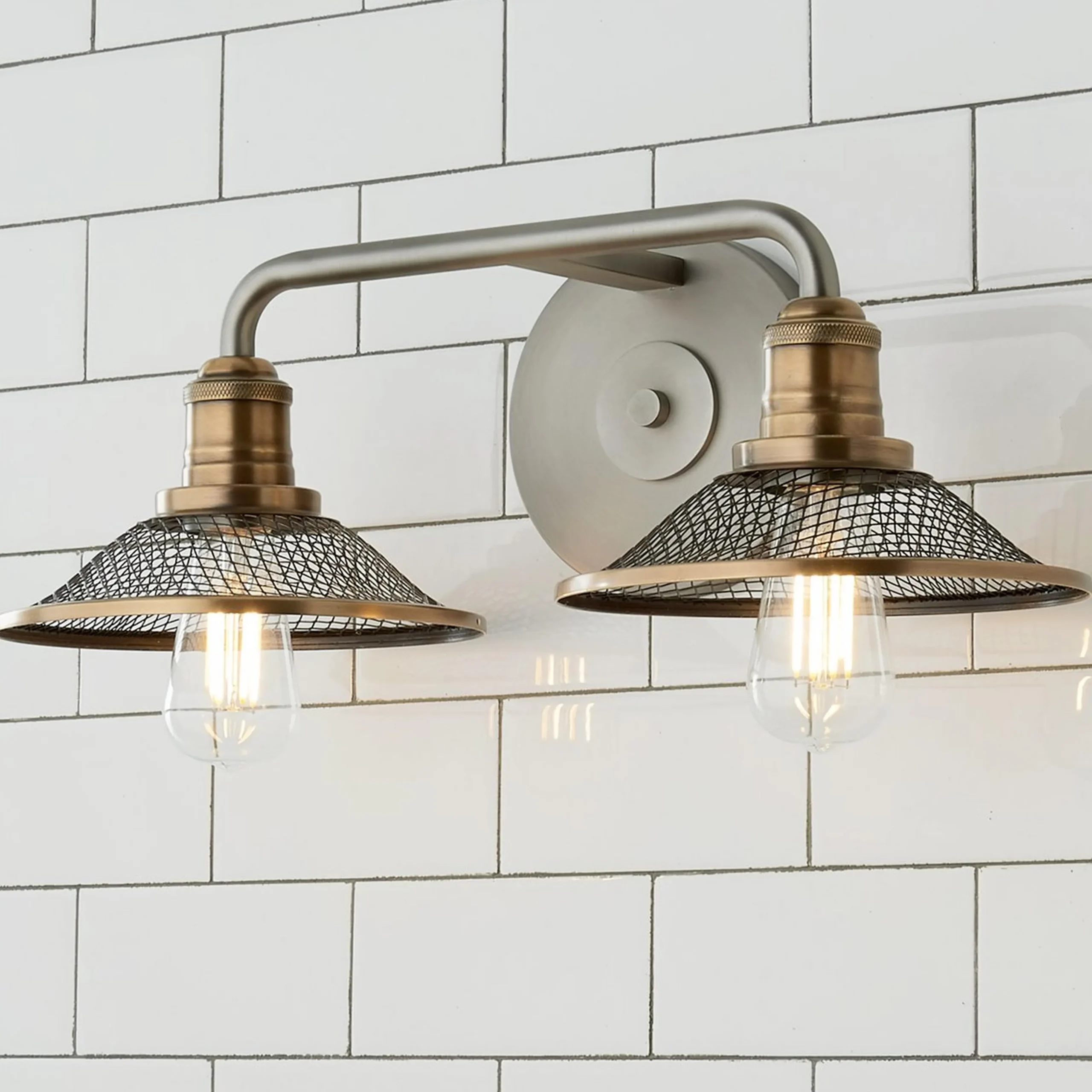 Retro Warehouse Shade Vanity Light - 2 Light