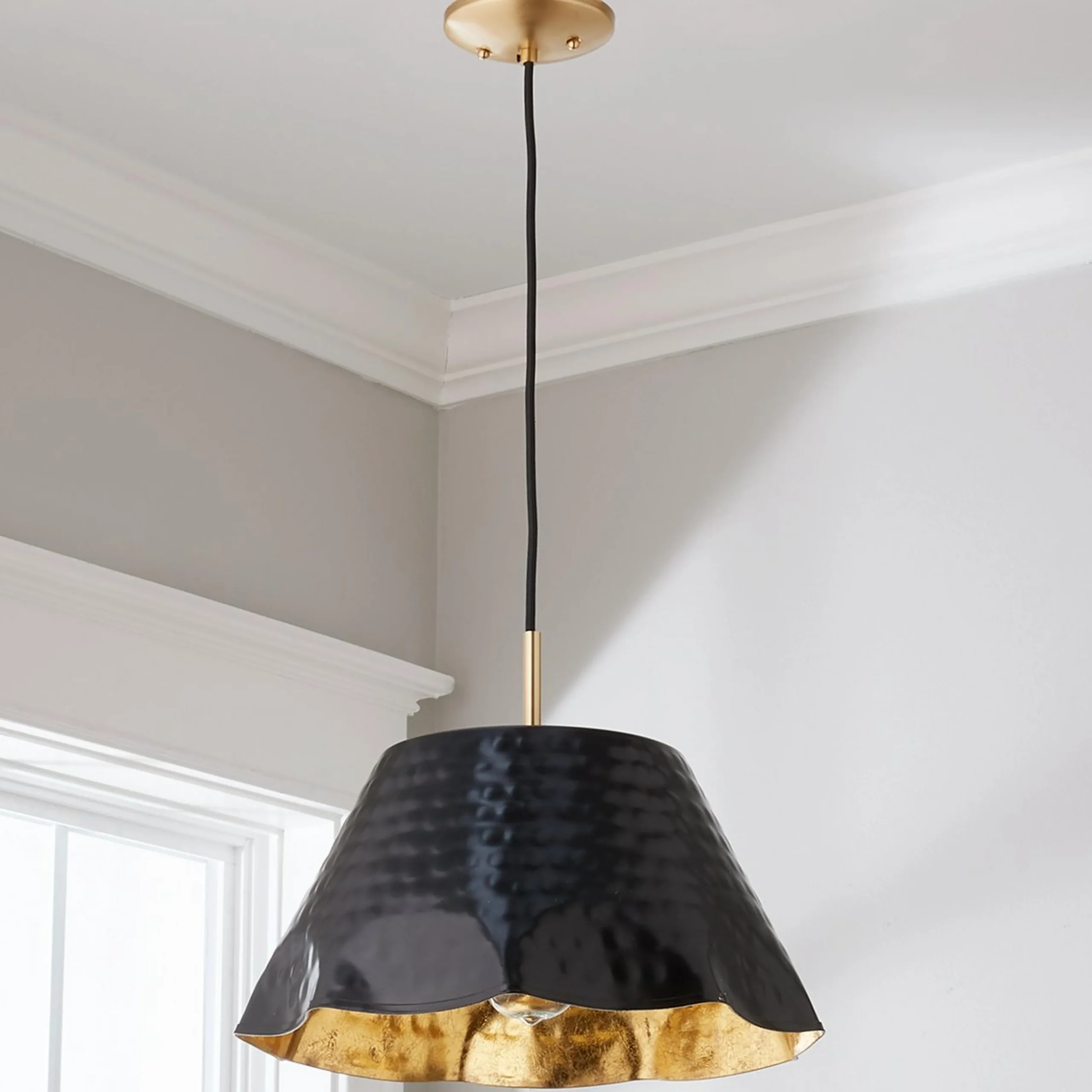 Ruffled Edge Hammered Metal Pendant