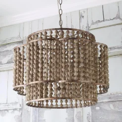 Rustic Beaded Layered Petal Chandelier