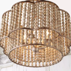 Rustic Beaded Layered Petal Chandelier