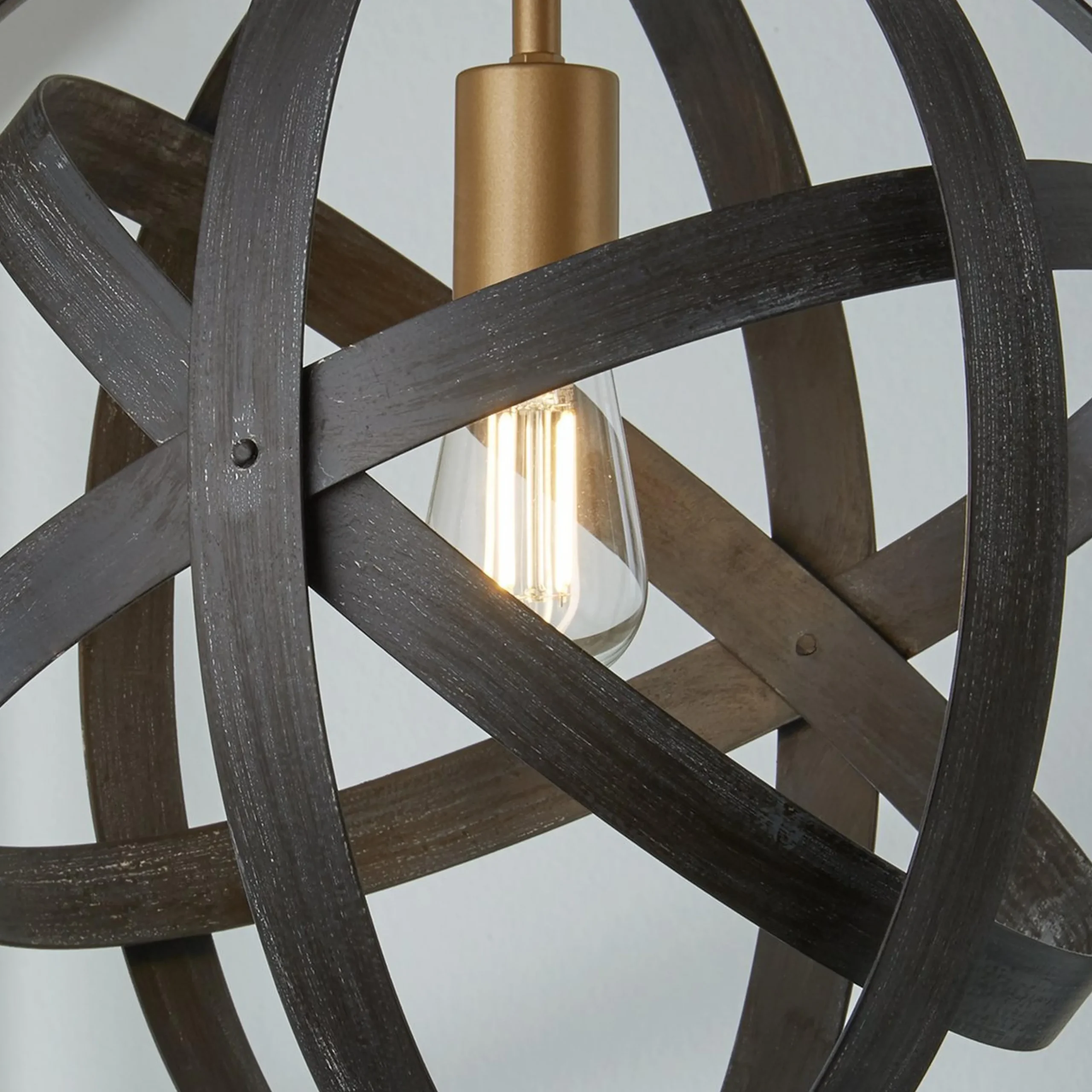 Rustic Metal Strap Globe Lantern - Small 1 Light