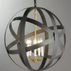 Rustic Metal Strap Globe Lantern - Large 5 Light