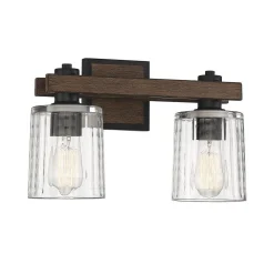 Rustic Ripple Glass Vanity Light - 2 Light