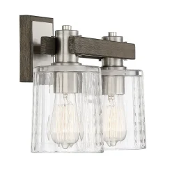Rustic Ripple Glass Vanity Light - 2 Light