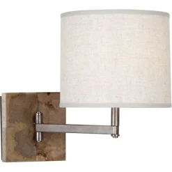 Rustic Wood Plate Swing Arm Sconce