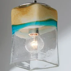 Sand and Turquoise Square Pendant Light - Small