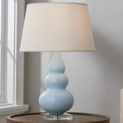 Sassy Ceramic Table Lamp - Lucite Base