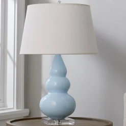 Sassy Ceramic Table Lamp - Lucite Base