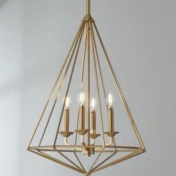 Satin Brass Prism Lantern - Medium
