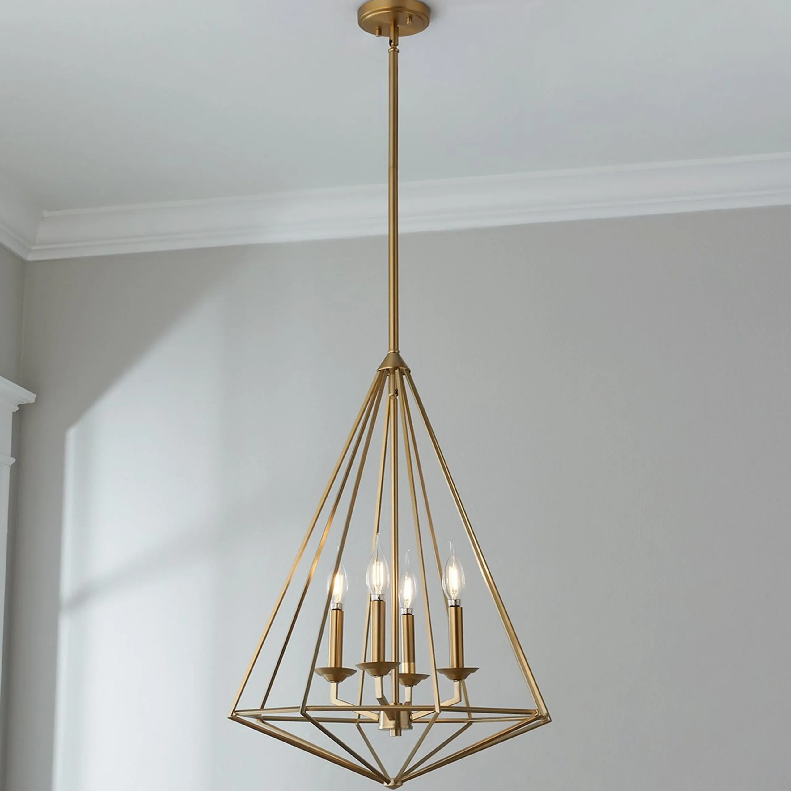 Satin Brass Prism Lantern - Medium
