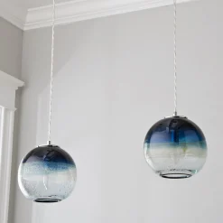 Sea and Sand Globe Art Glass Pendant
