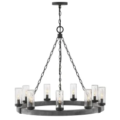 Seeded Contrast Outdoor Ring Chandelier - 9 Light