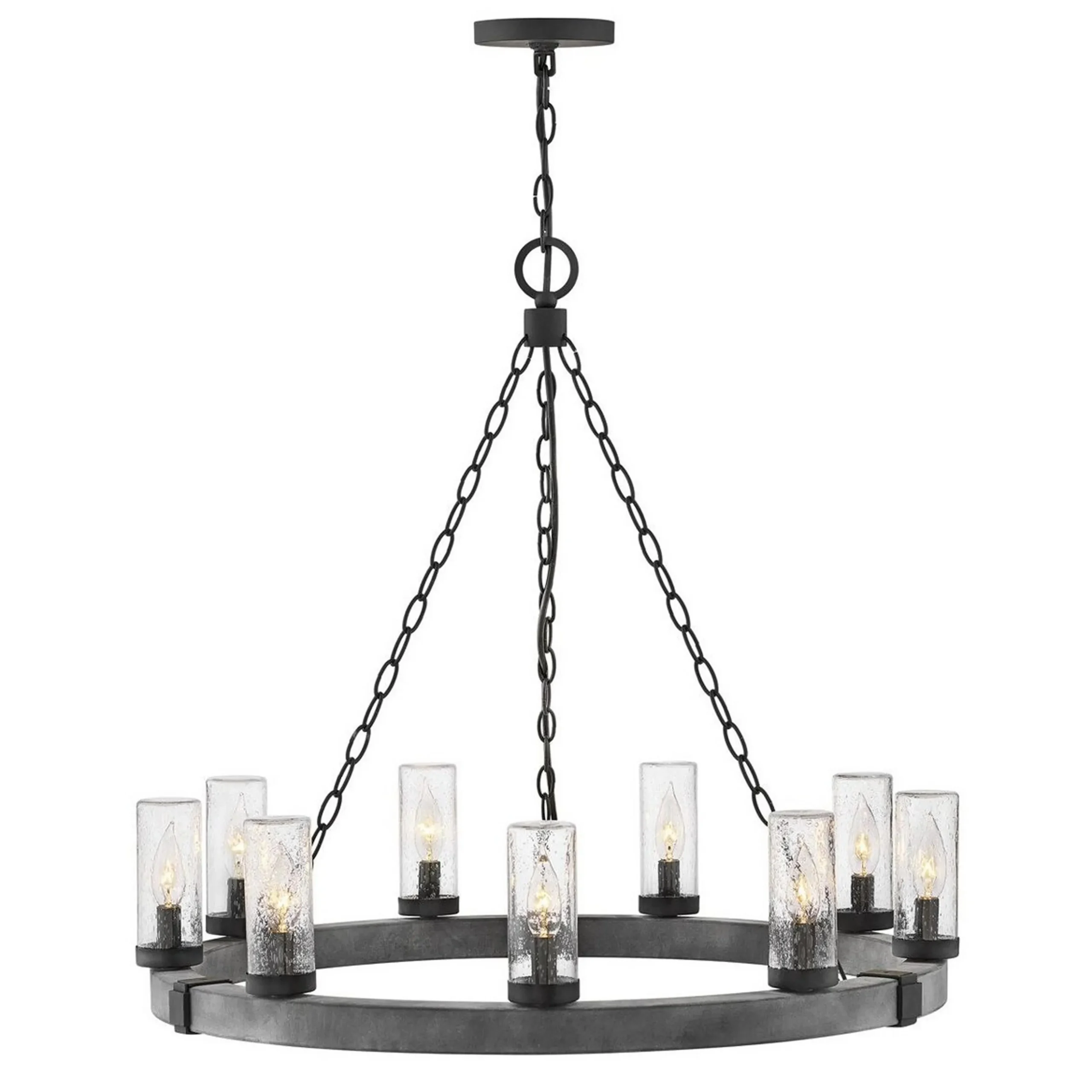 Seeded Contrast Outdoor Ring Chandelier - 9 Light