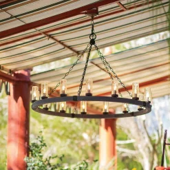Seeded Contrast Outdoor Ring Chandelier - 12 Light