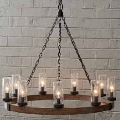 Seeded Contrast Outdoor Ring Chandelier - 9 Light