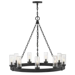 Seeded Contrast Outdoor Ring Chandelier - 9 Light