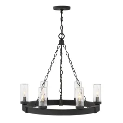 Seeded Contrast Outdoor Ring Chandelier - 6 Light