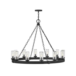 Seeded Contrast Outdoor Ring Chandelier - 12 Light