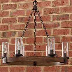 Seeded Contrast Outdoor Ring Chandelier - 6 Light