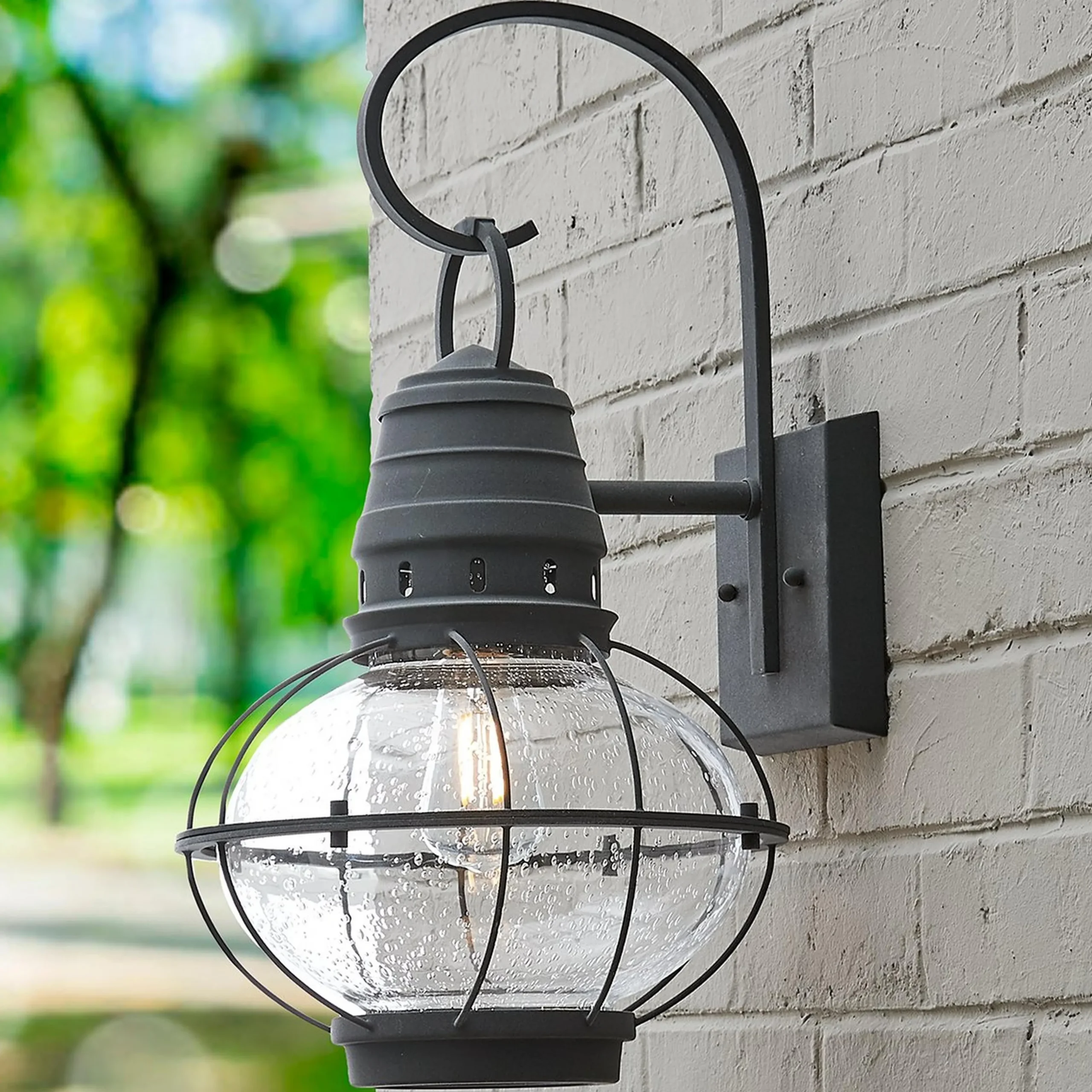 Seeded Glass Globe Outdoor Sconce - Large