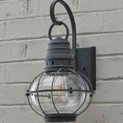 Seeded Glass Globe Outdoor Sconce - Medium