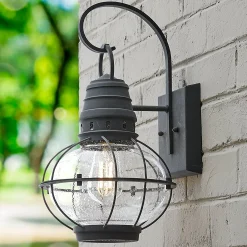 Seeded Glass Globe Outdoor Sconce - Medium