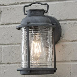 Seeded Glass Jar Outdoor Sconce - Small