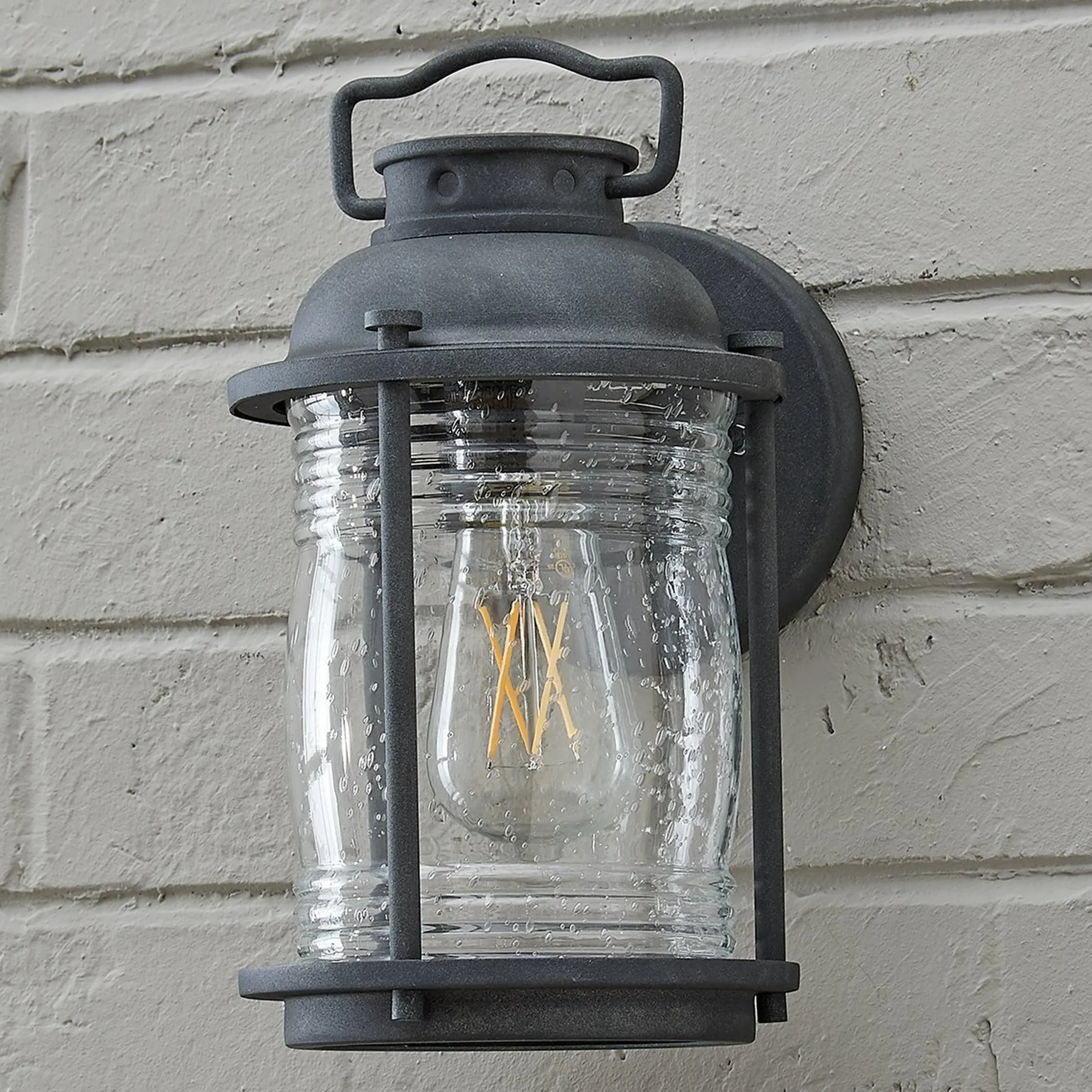 Seeded Glass Jar Outdoor Sconce - Small