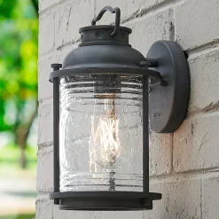 Seeded Glass Jar Outdoor Sconce - Small