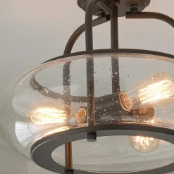 Seeded Globe Vintage Semi-Flush Ceiling Light - Large