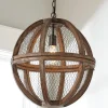 Simple Chicken Wire Wood Ball Pendant