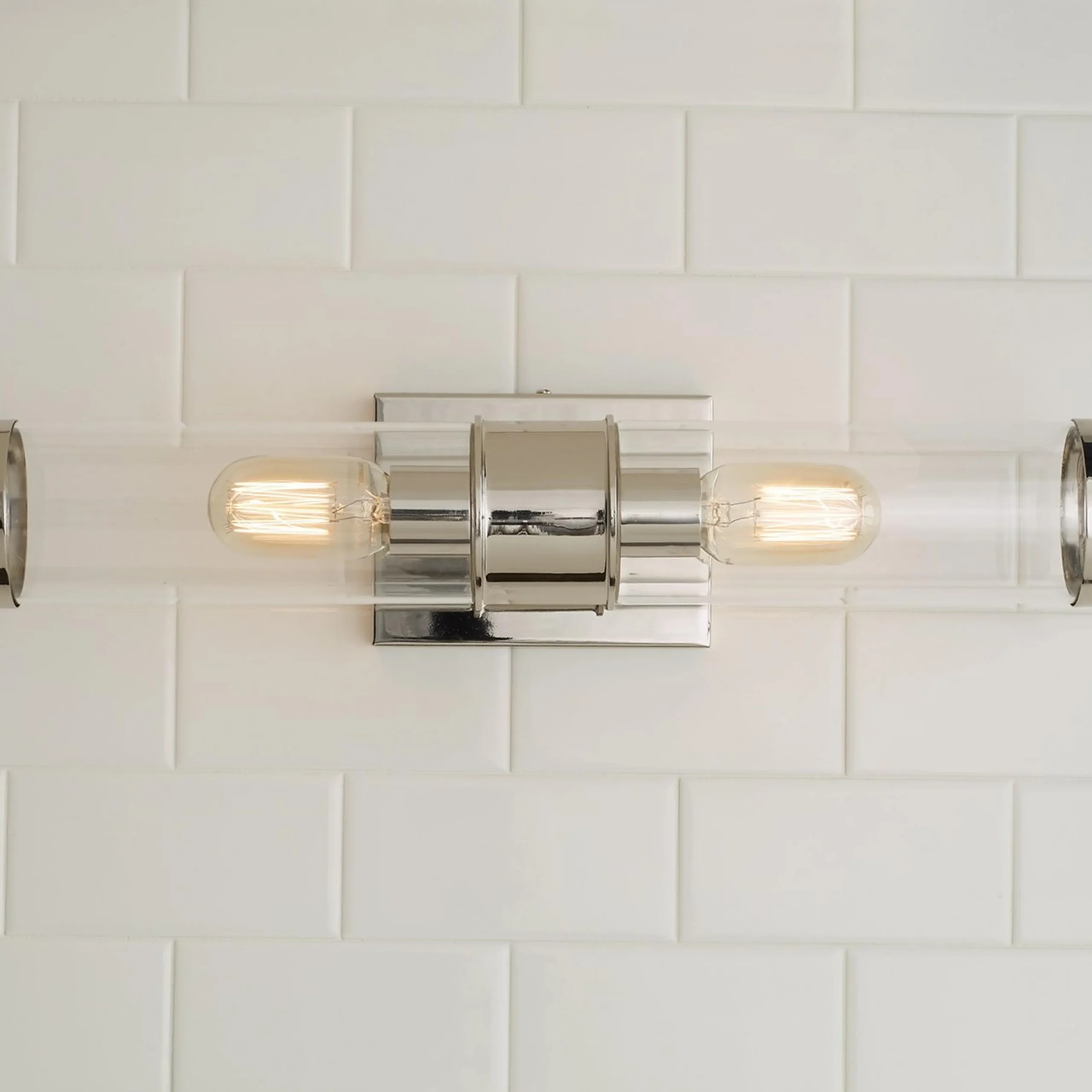 Simple Glass Cylinder Sconce - 2 Light
