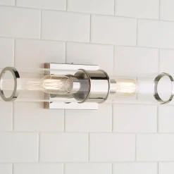 Simple Glass Cylinder Sconce - 2 Light