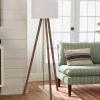 Sleek Wood Modern Tripod Floor Lamp
