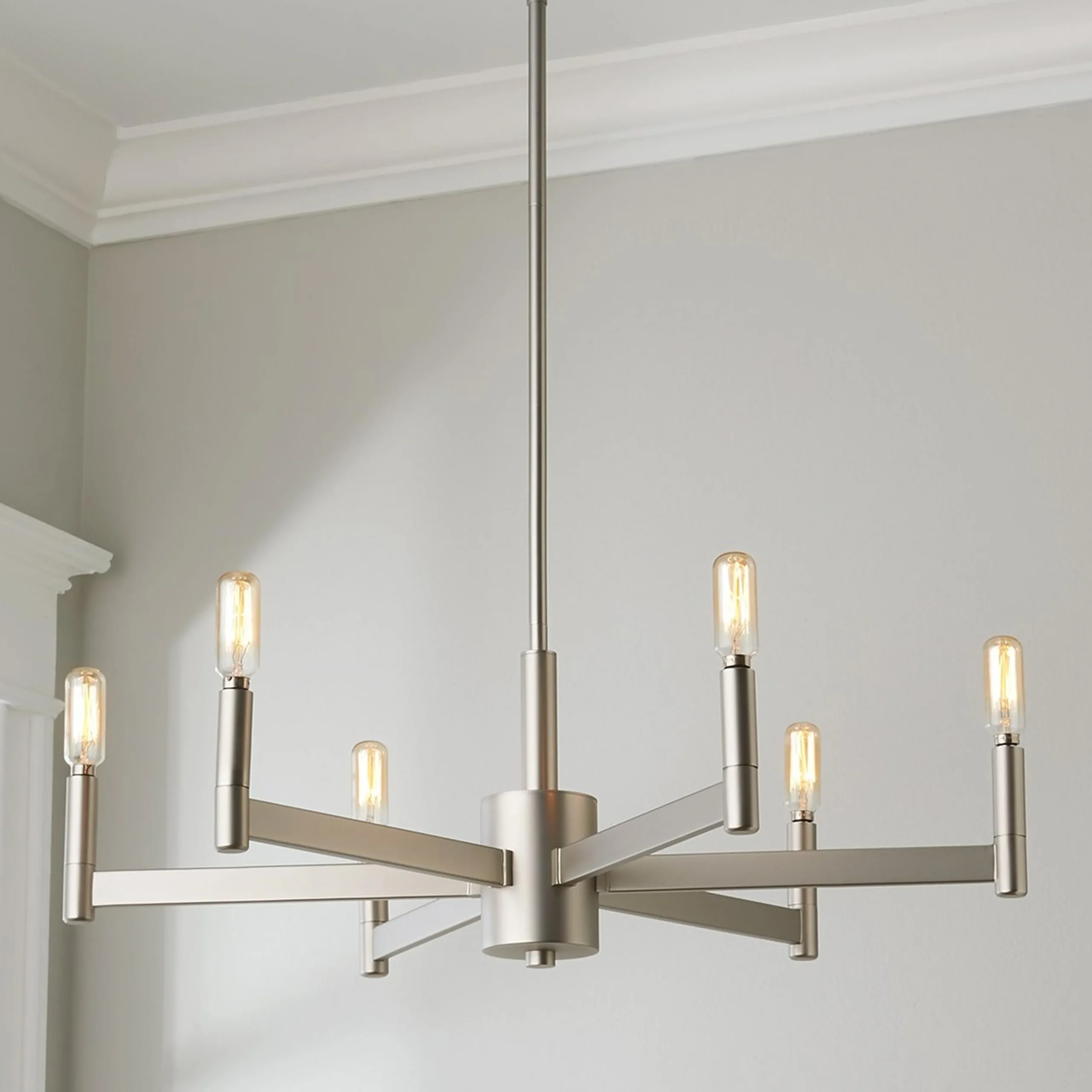Sleekly Modern Squared Chandelier - 6 Light