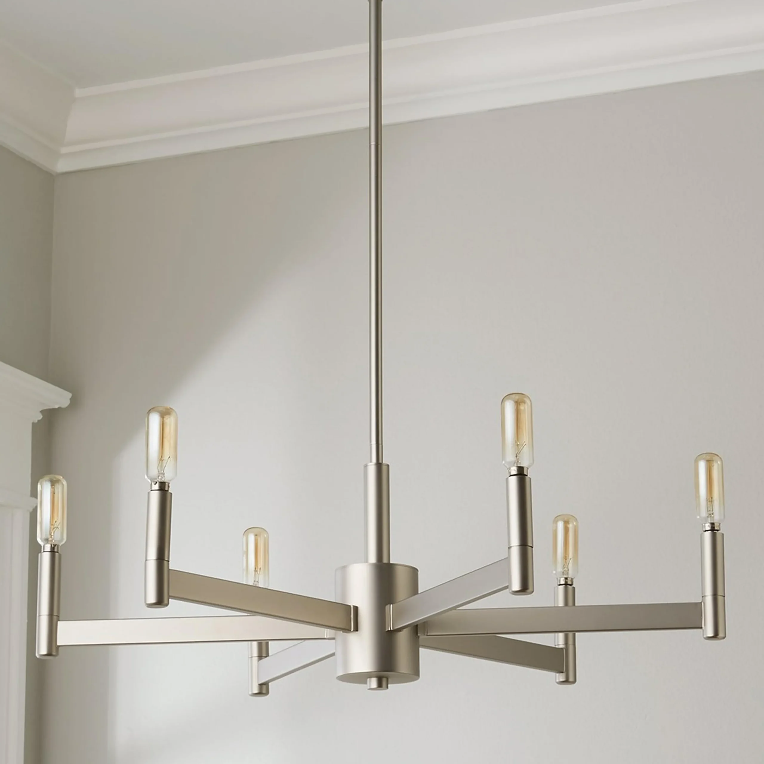 Sleekly Modern Squared Chandelier - 6 Light