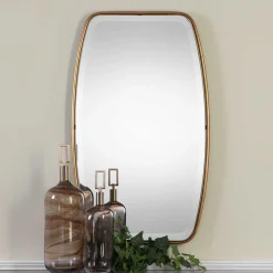 Slim Gold Leaf Framed Mirror
