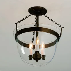 Smokebell Lantern Semi-Flush Ceiling Light - Large - Clear