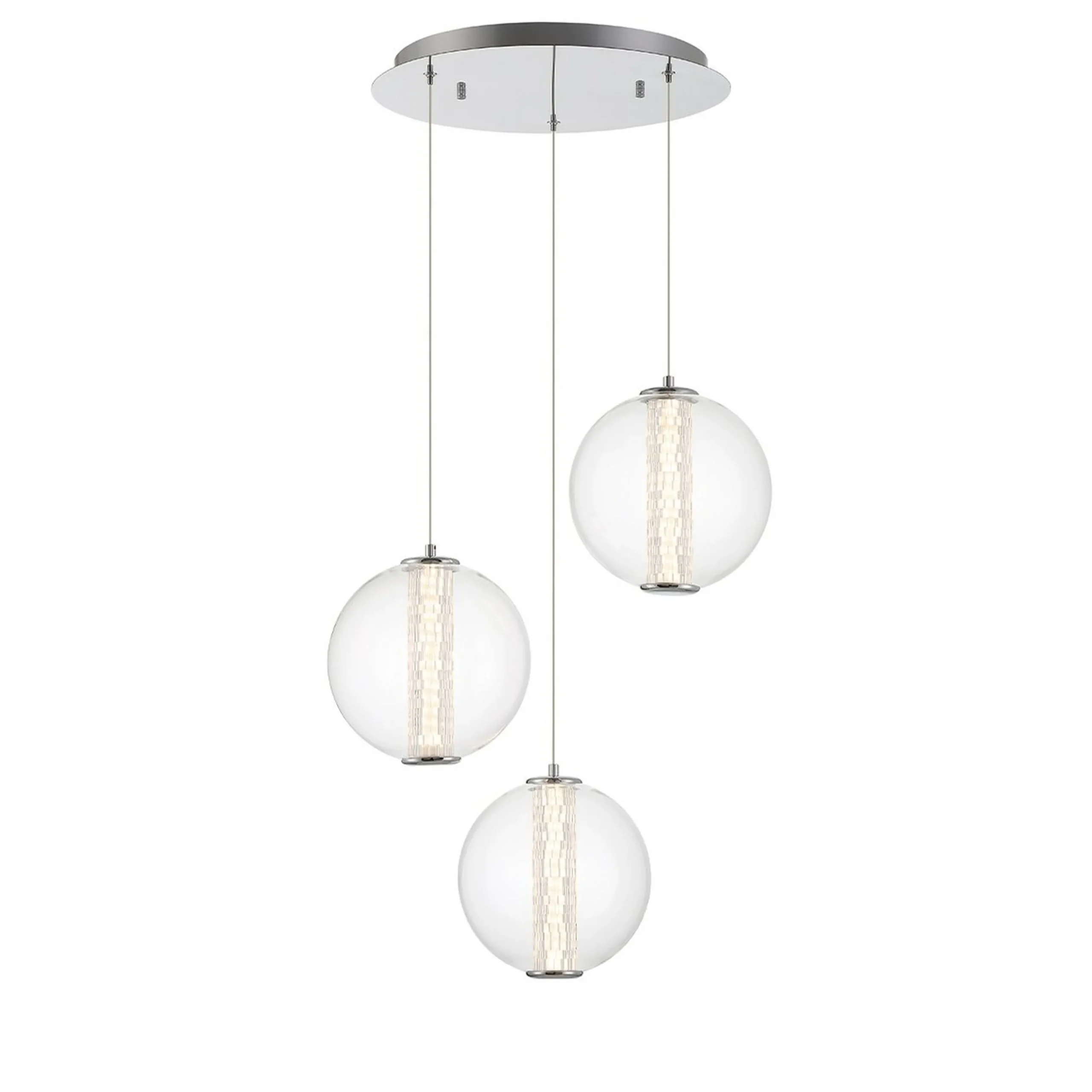 Spectrogram LED Chandelier - 3 Light - Clear