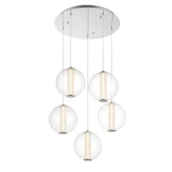 Spectrogram LED Chandelier - 5 Light - Clear