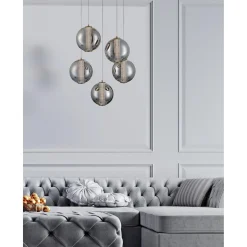 Spectrogram LED Chandelier - 5 Light - Smoke
