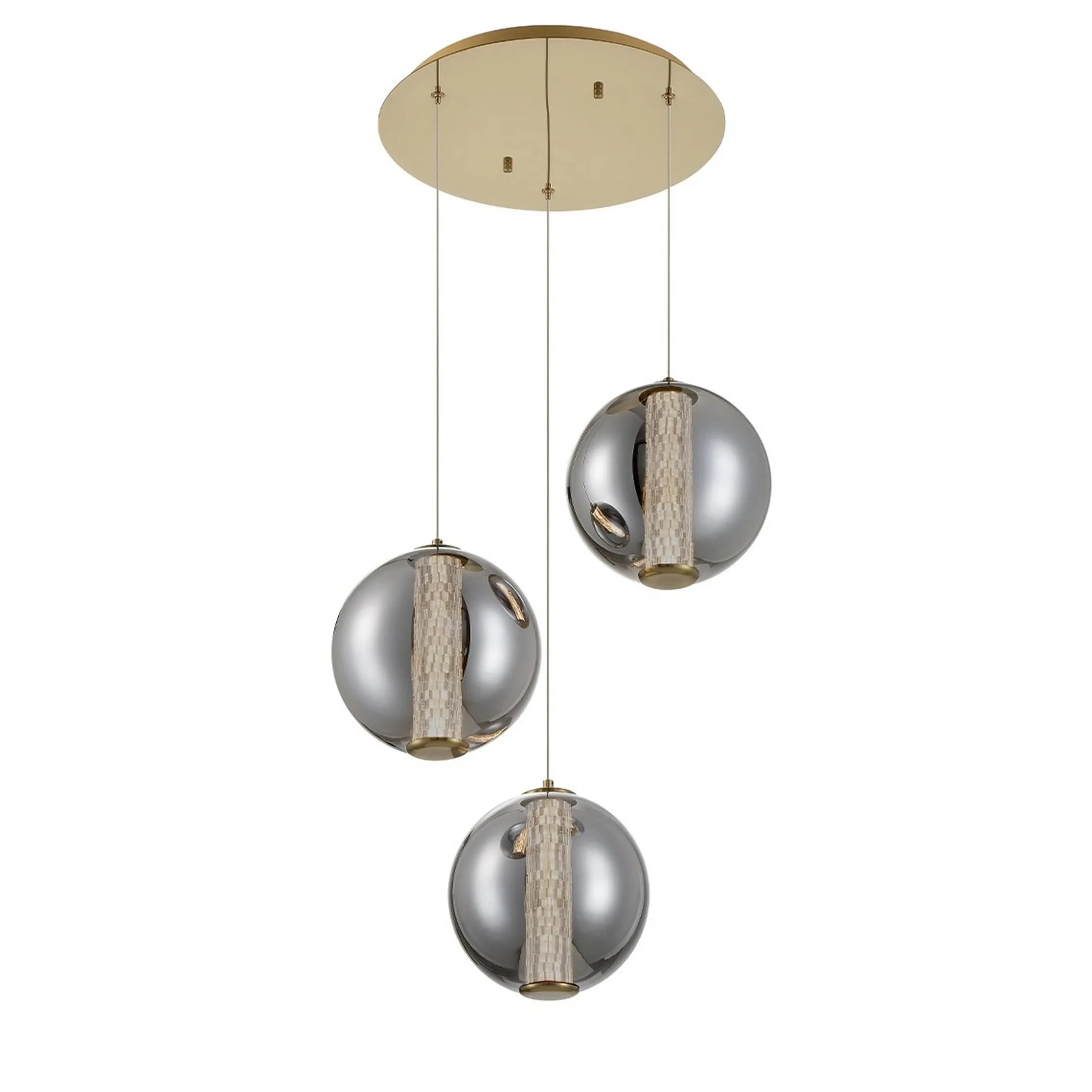Spectrogram LED Chandelier - 3 Light - Smoke