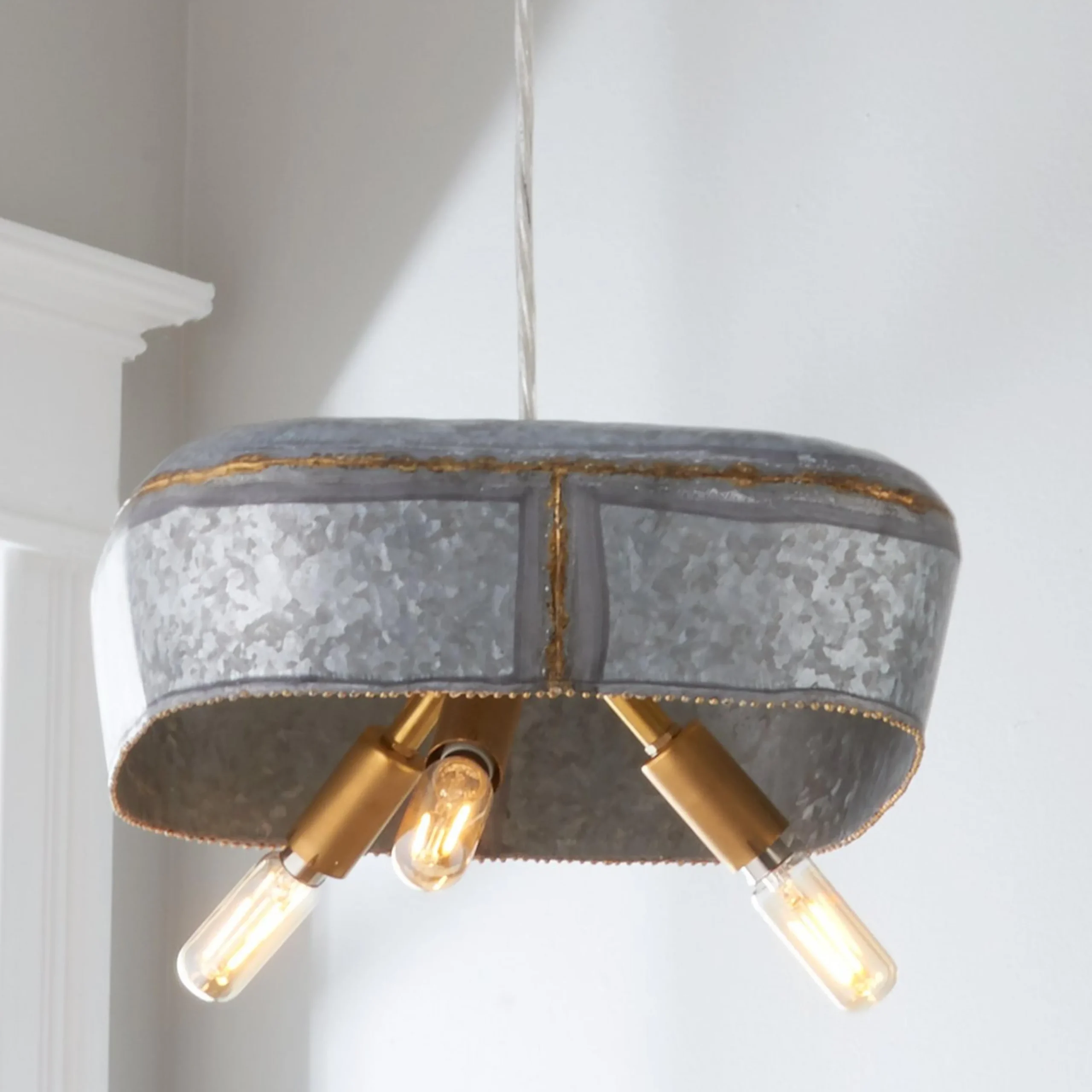 Square Galvanized Dish Pendant